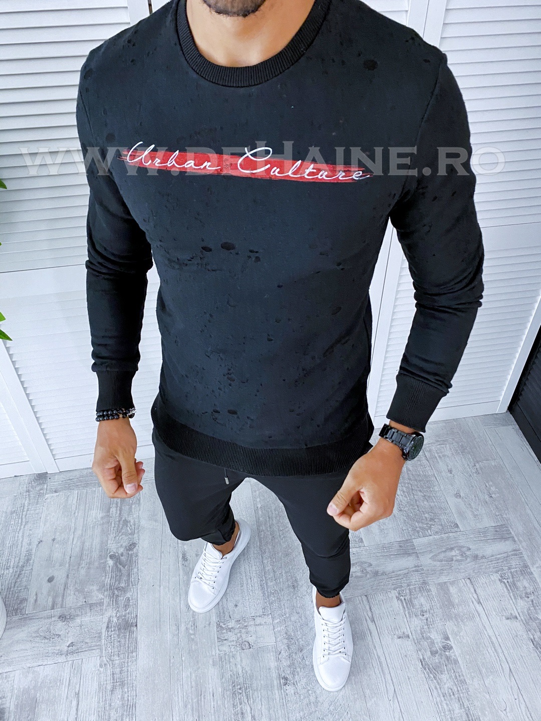 Bluza barbati neagra slim fit 2528 n5-4